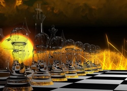 Szklane szachy w grafice 3D