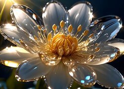 Szklany kwiat w blasku światła