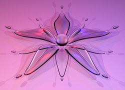 Szklany rozłożysty kwiat w grafice 3D