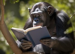 Szympans z książką