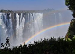 Wodospady Wiktorii, Wodospad, Victoria Falls, Tęcza, Park Narodowy Wodospadów Wiktorii, Zimbabwe, Afryka