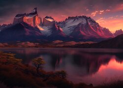 Chile, Patagonia, Jezioro, Lago Nordenskjold, Góry, Park Narodowy Torres del Paine