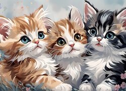 Trzy małe kotki w grafice