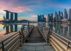 Singapur, Hotel Marina Bay Sands, Zatoka Marina Bay, Wieżowce, Most