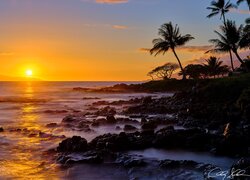 Zachód słońca na hawajskiej wyspie Maui