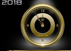 Zegar, Złoty, Czas, Odliczanie, Nowy Rok, 2018