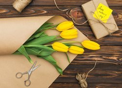 Żółte, Tulipany, Prezent, Dzień Matki