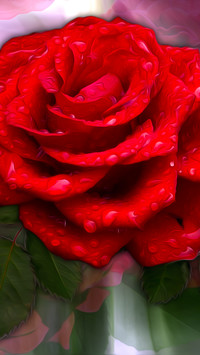 Czerwona róża w kroplach