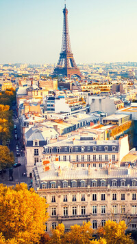 Panorama Paryża z wieżą Eiffla w tle