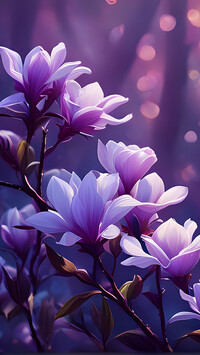 Rozświetlone kwiaty magnolii w grafice
