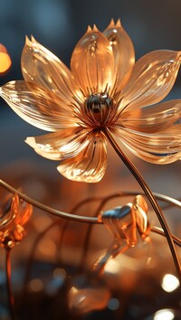Rozświetlony pomarańczowy szklany kwiat