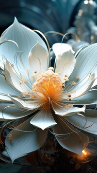 Rozwinięty biały kwiat w grafice