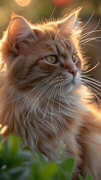 Rudawy kot z długimi wąsami
