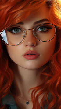 Rudowłosa kobieta w okularach