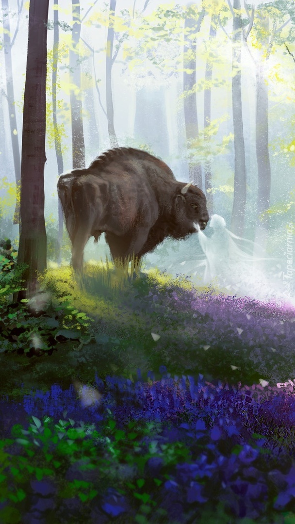 Bizon w lesie