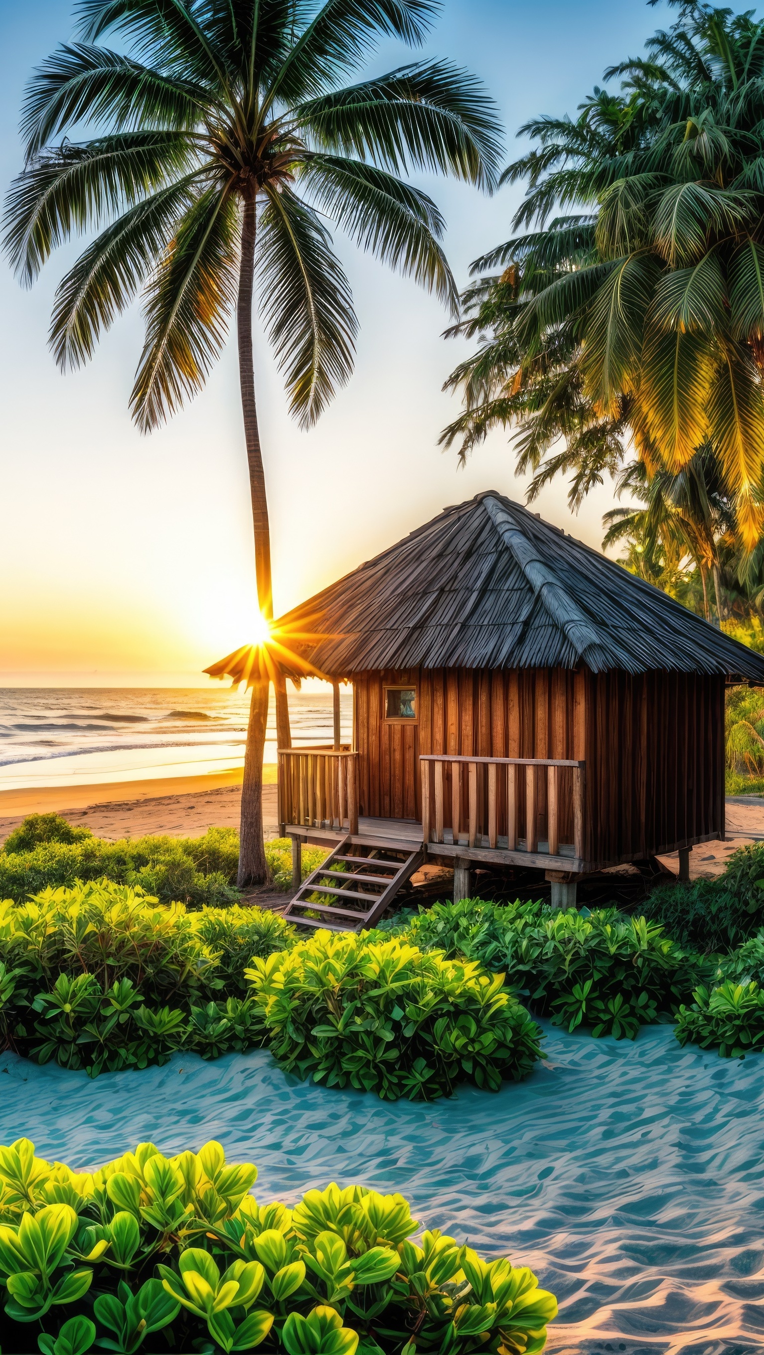 Domek pod palmami na plaży