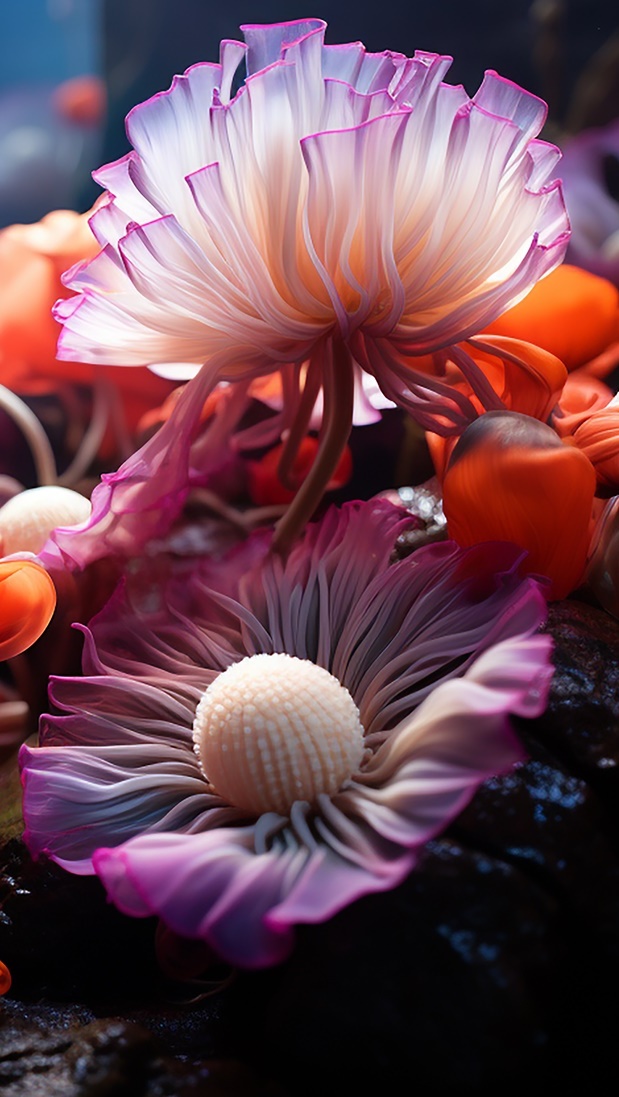 Grafika z różnokolorowymi kwiatami