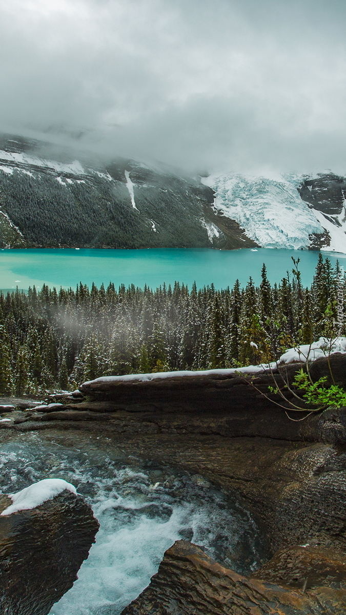 Jezioro Berg Lake w paśmie górskim Canadian Rockies