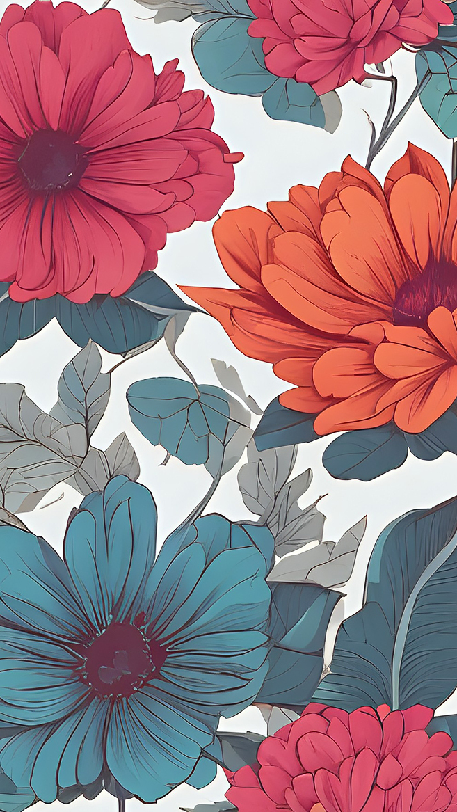 Kolorowe kwiaty w 2D na białym tle