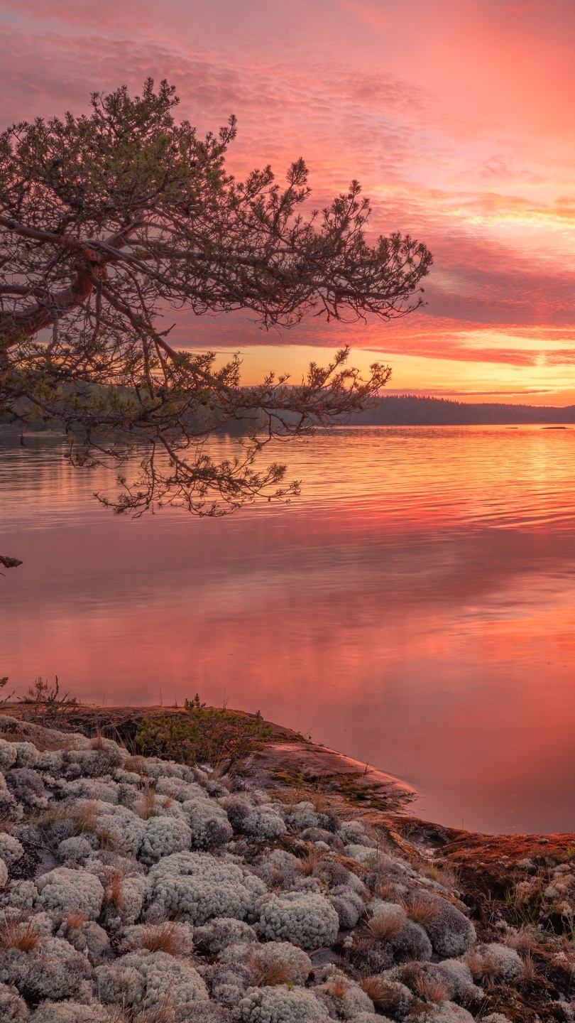 Kolorowe niebo nad jeziorem Ładoga