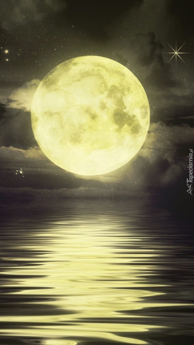 Księżyc i gwiazdy nad wodą
