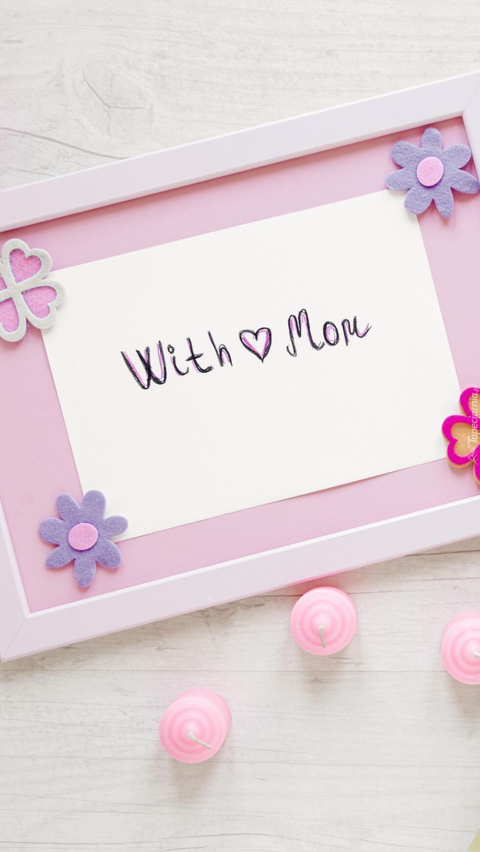 Napis With Mom w ramce