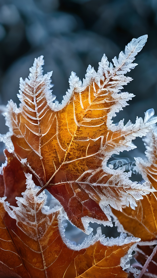 Oszronione liście w grafice