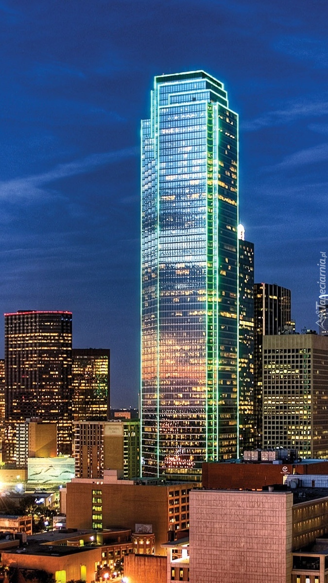Panorama Dallas nocą