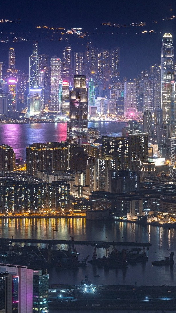 Port Victoria Harbour i panorama Hongkongu