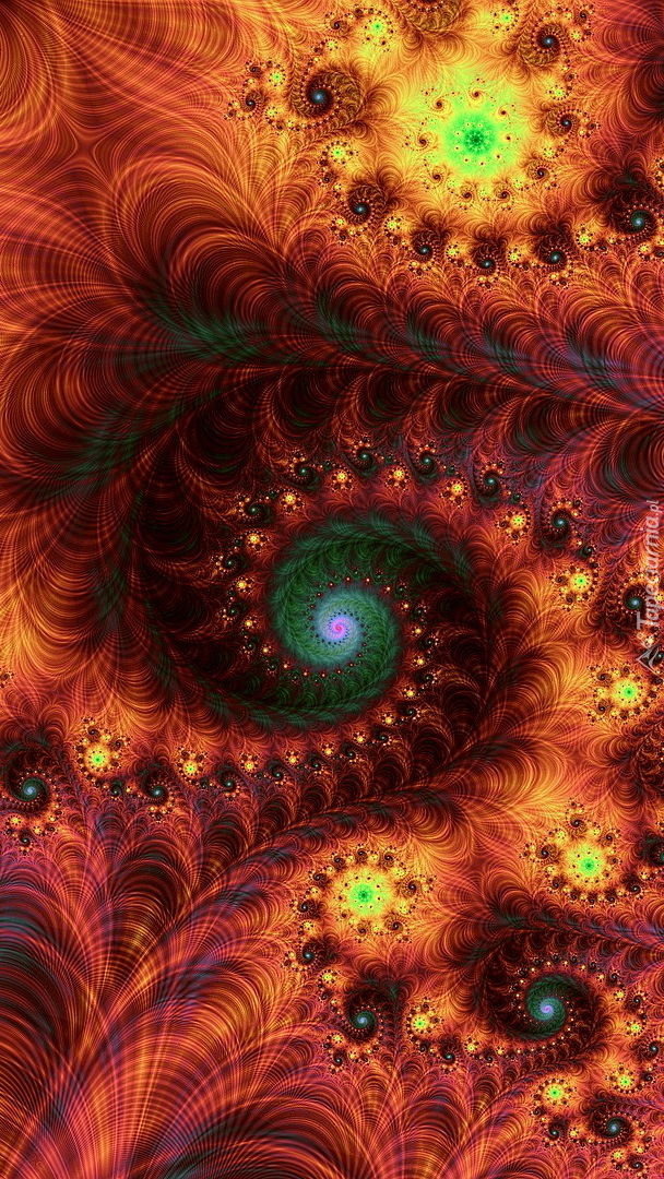 Różnokolorowe spirale w grafice fraktal