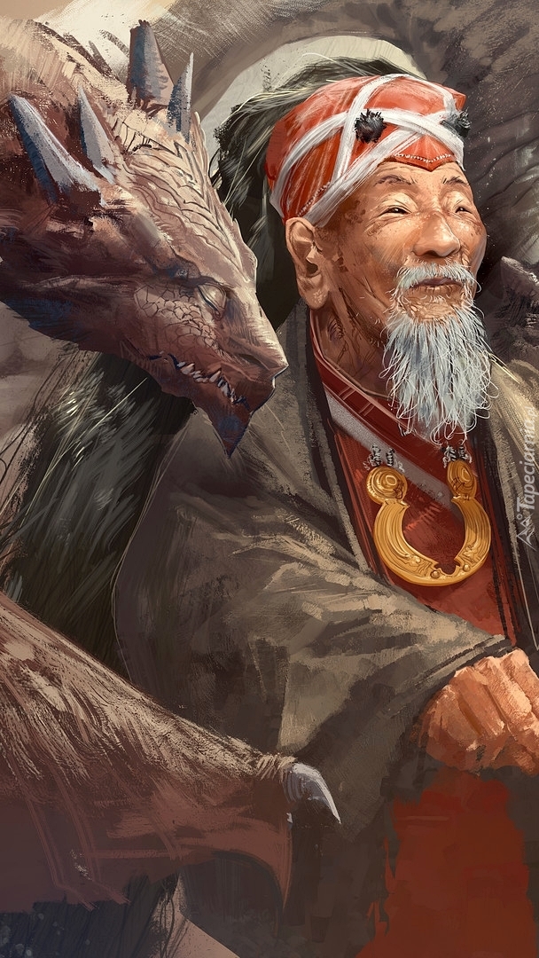 Staruszek i głowa smoka