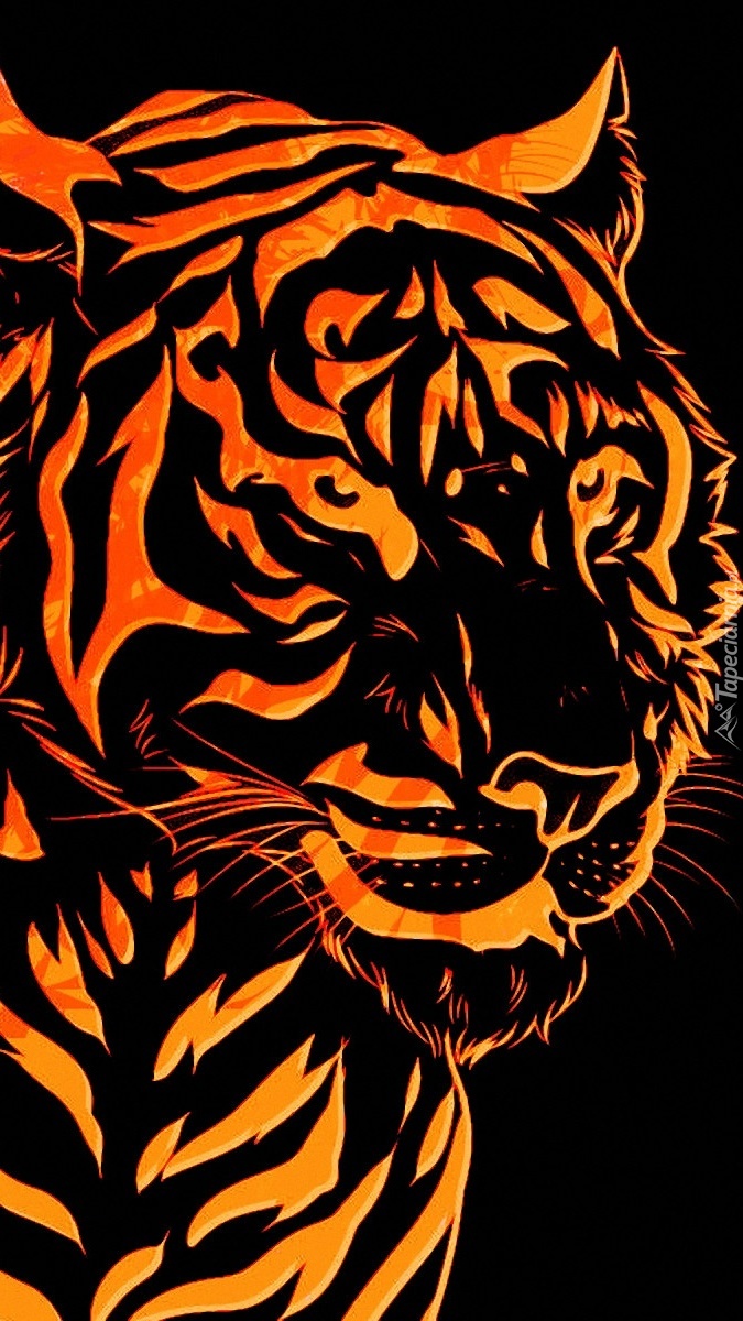 Tygrys w grafice na czarnym tle
