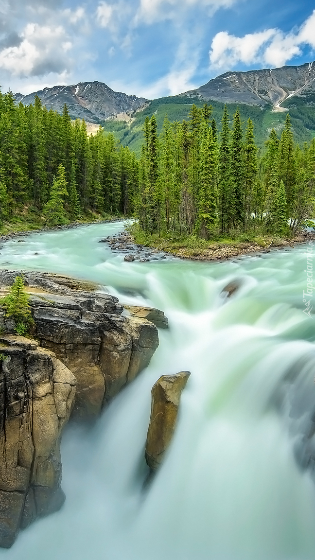 Wodospad na rzece Sunwapta w Kanadzie