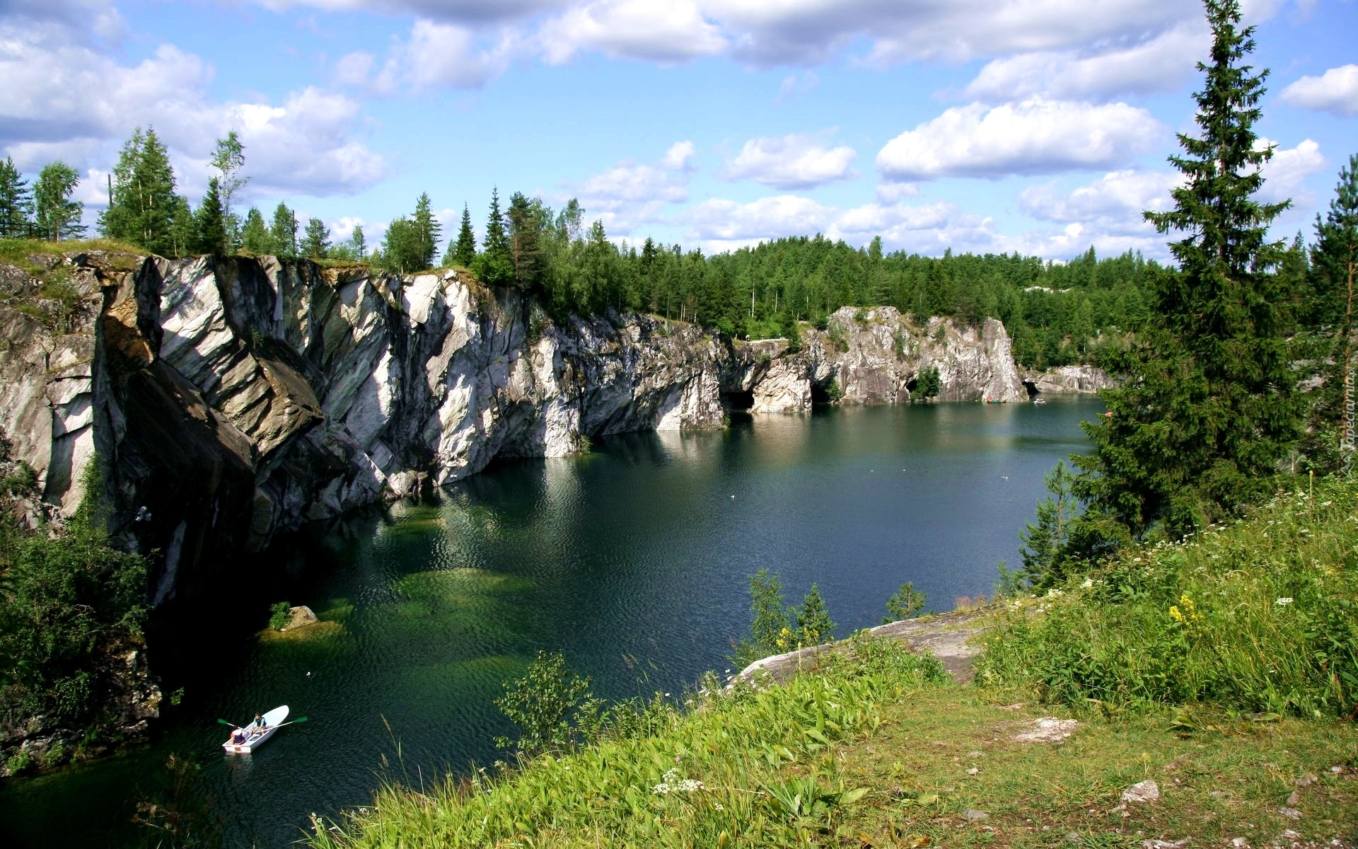 Rzeka, Skały, Łódka