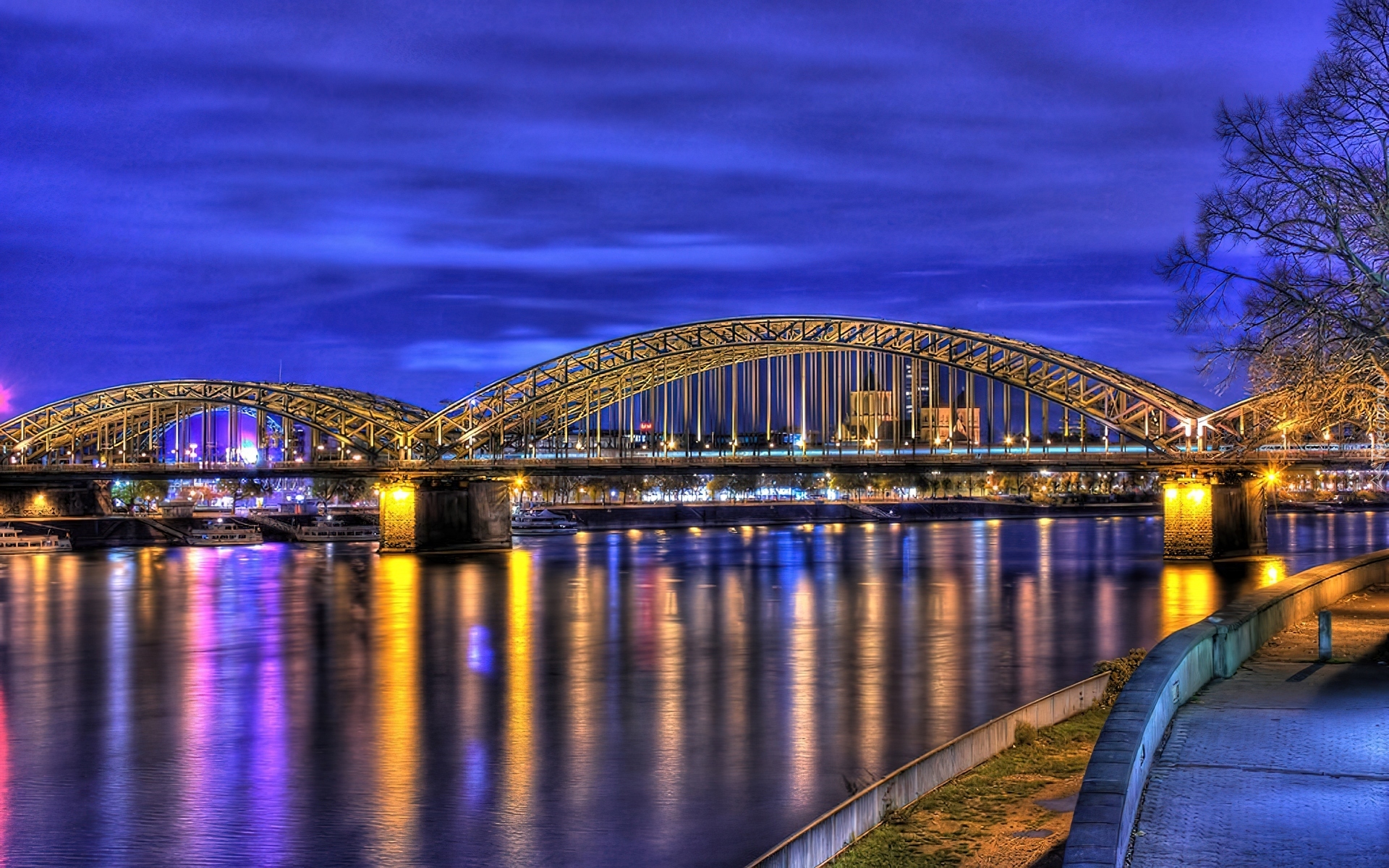 Hohenzollern Bridge, Cologne, Nadrenia Północna, Westfalia, Niemcy