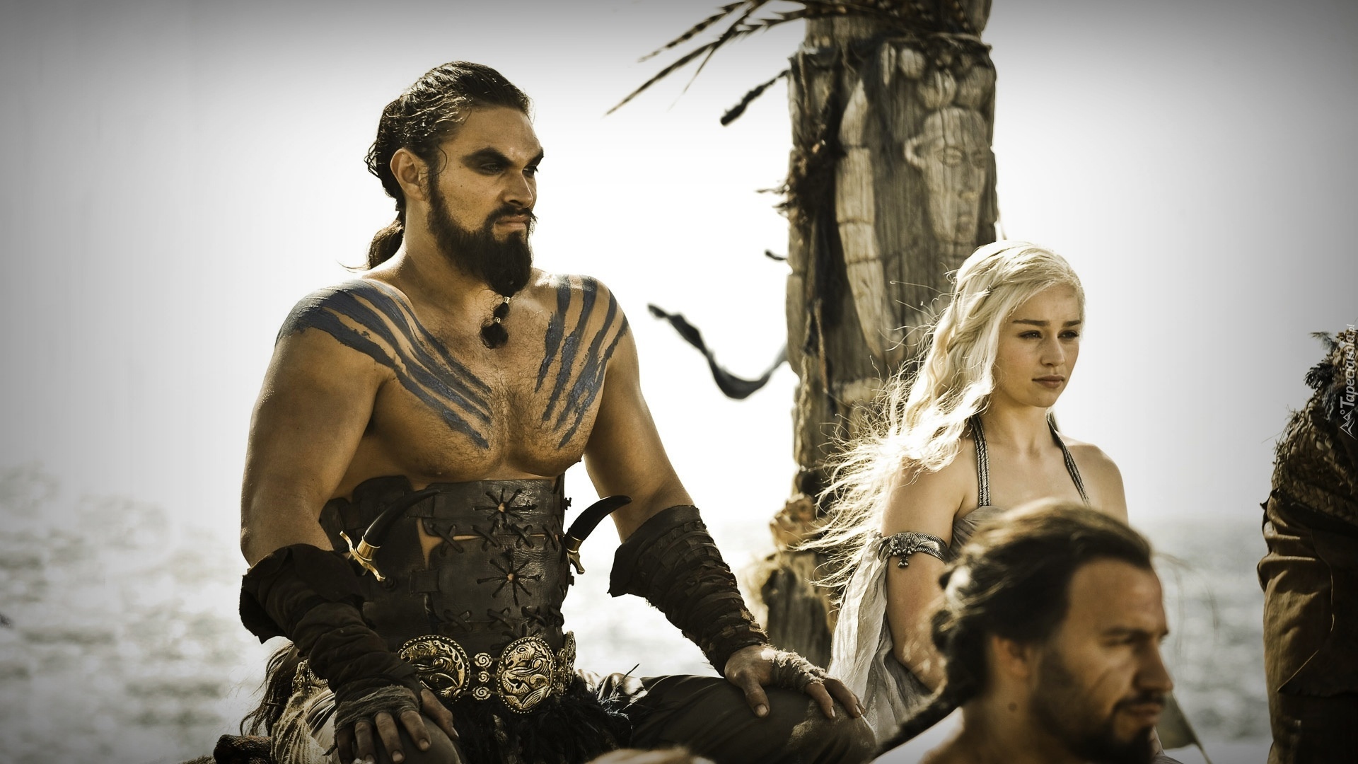 Gra o tron, Game of Thrones, Daenerys - Emilia Clarke, Khal Drogo - Jason Momoa