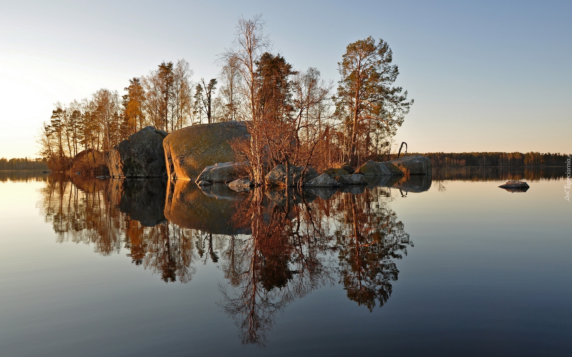 Jezioro, Skały, Drzewa