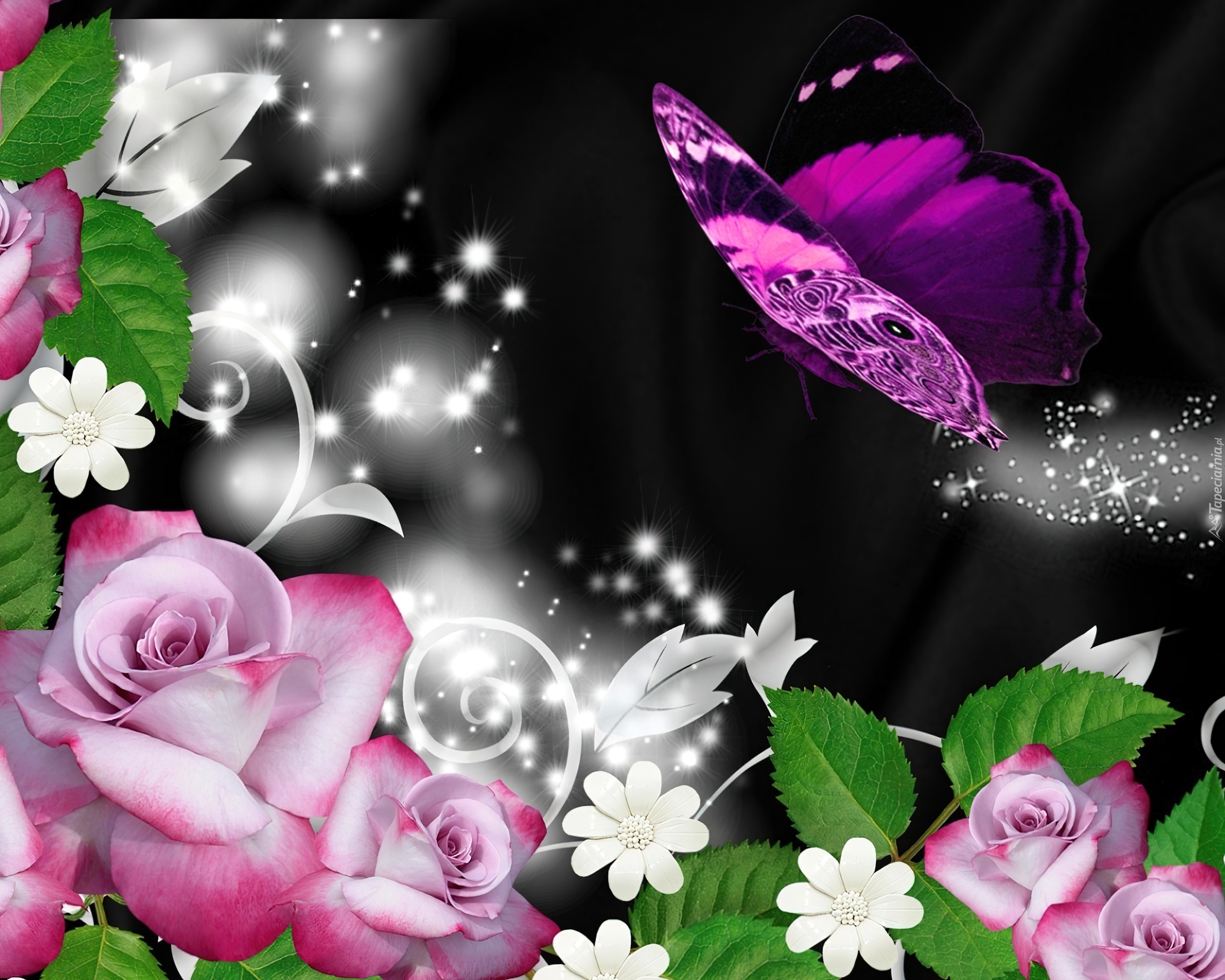 Kwiaty, Motyl, Art