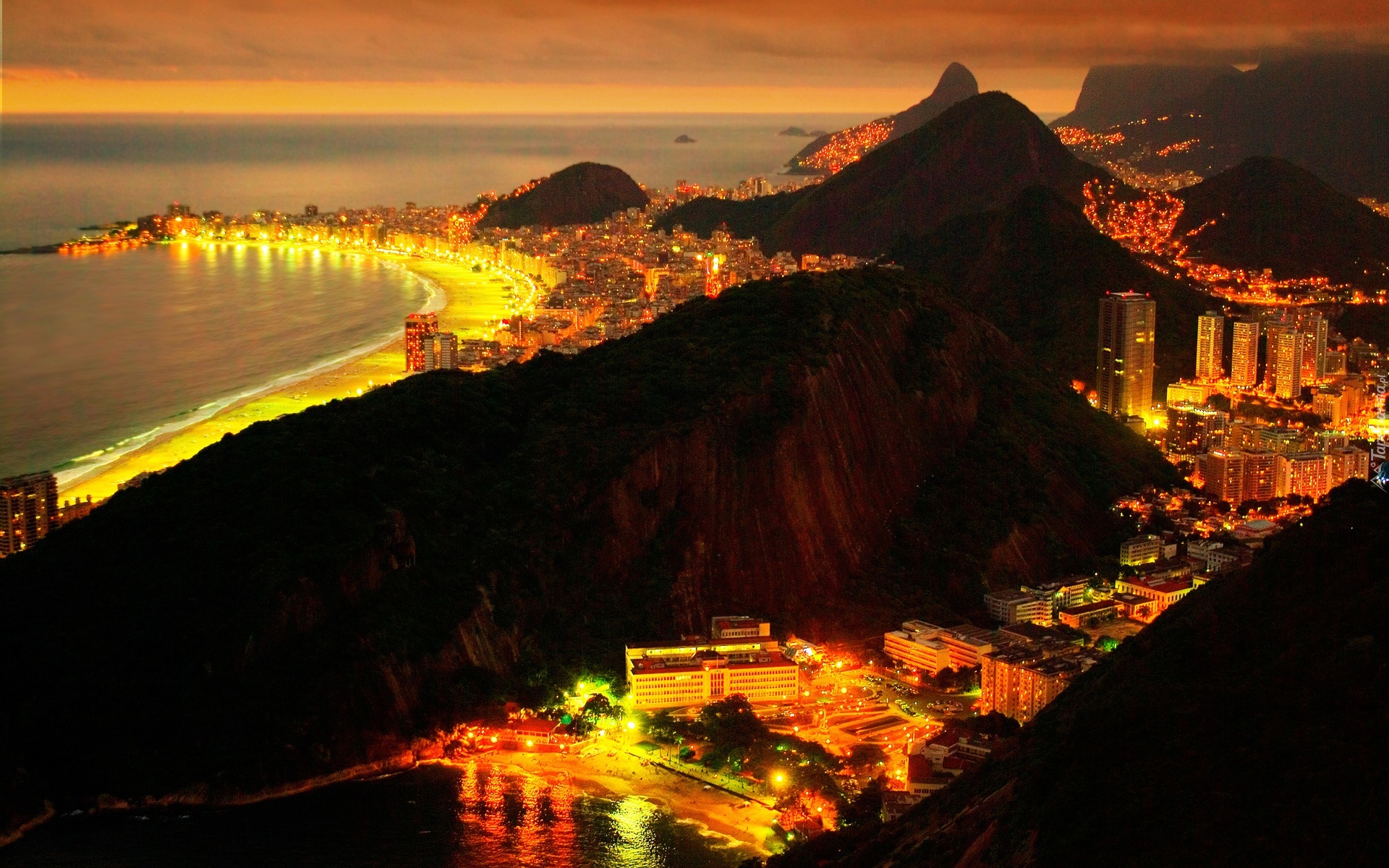 Rio de Janeiro, Brazylia, Panorama, Nocą