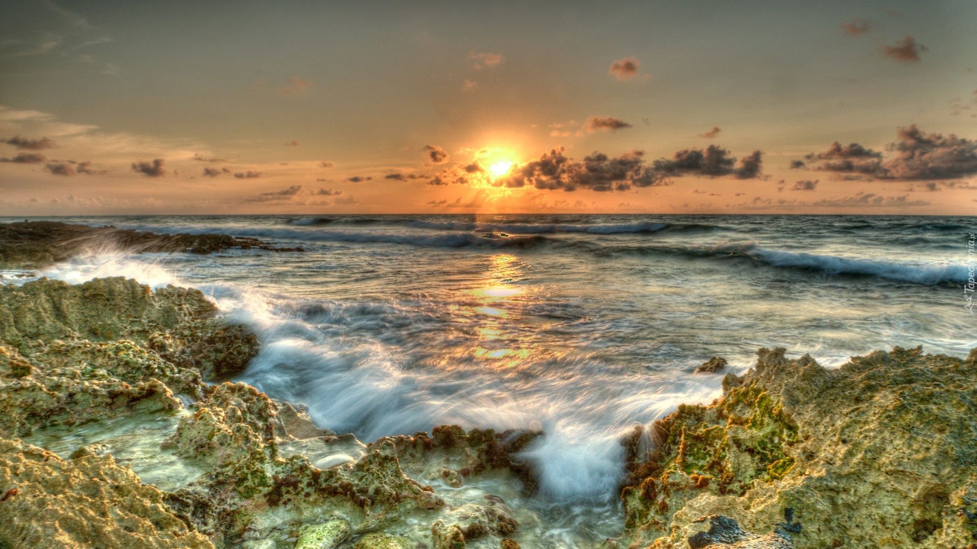 Ocean, Zachód Słońca, Maui, Hawaje