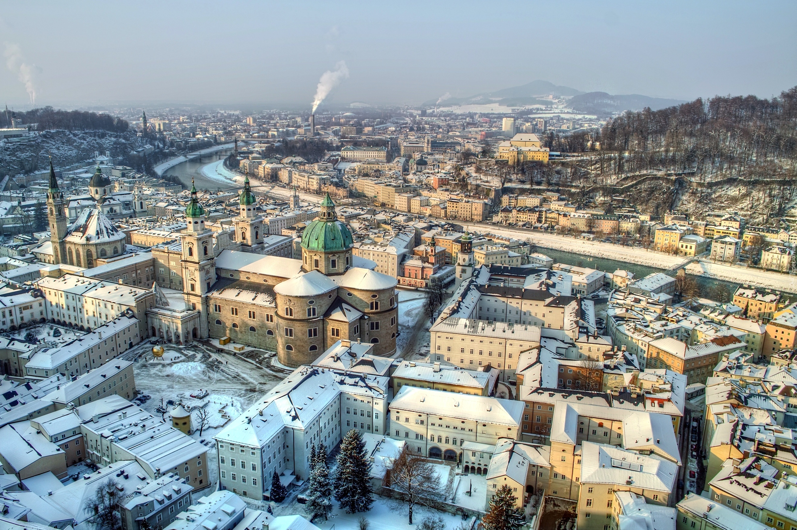 Austria, Salzburg, Miasto, Zima