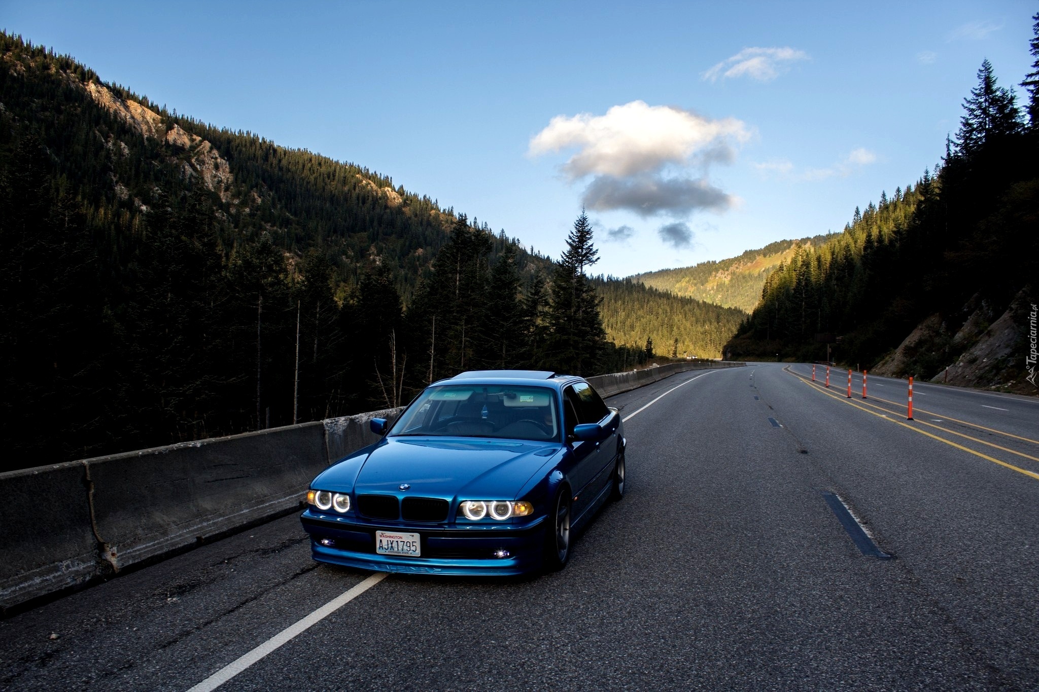Droga, Góry, Niebieskie, BMW
