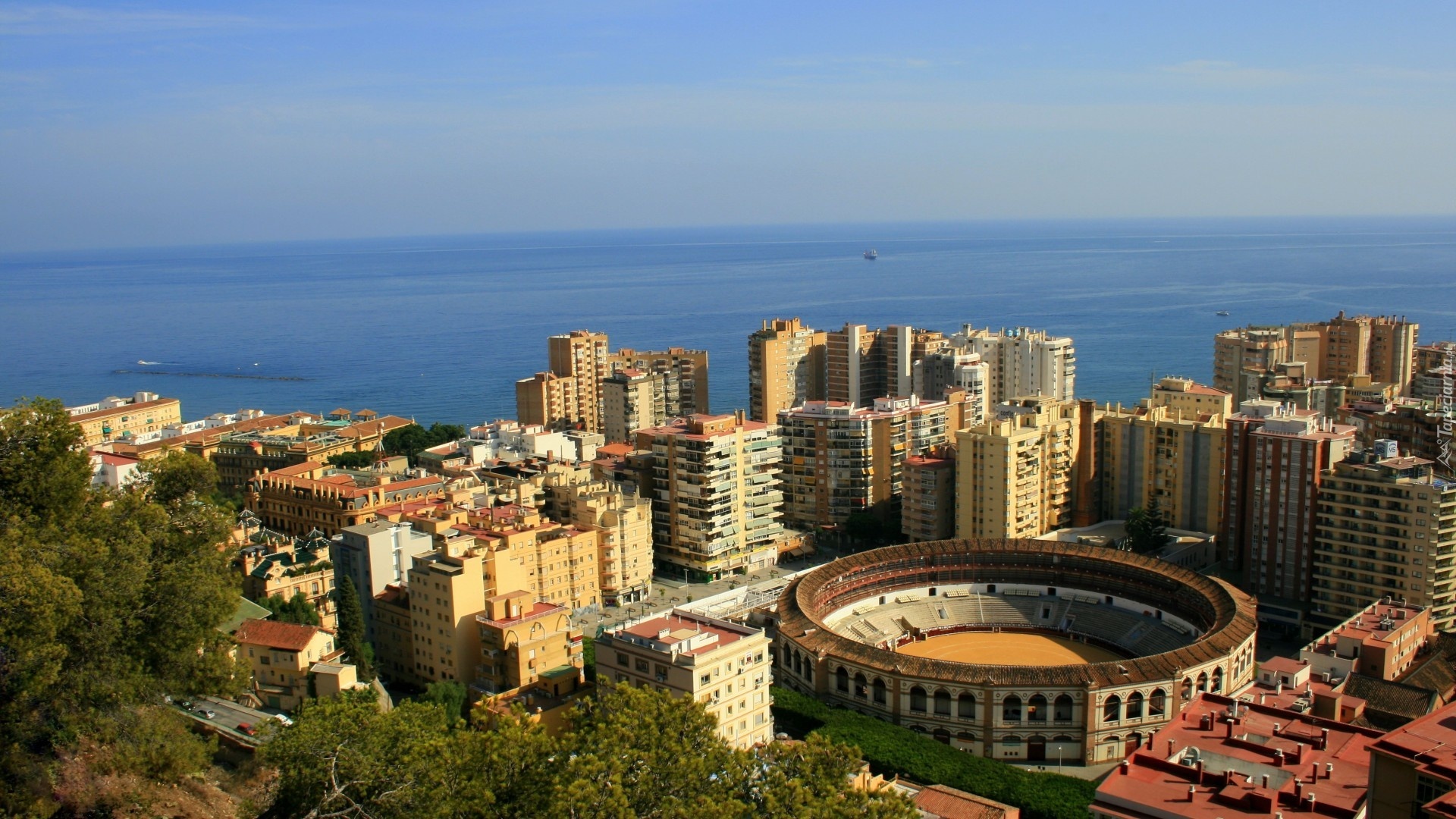 Hiszpania, Malaga, Miasto, Stadion, Morze