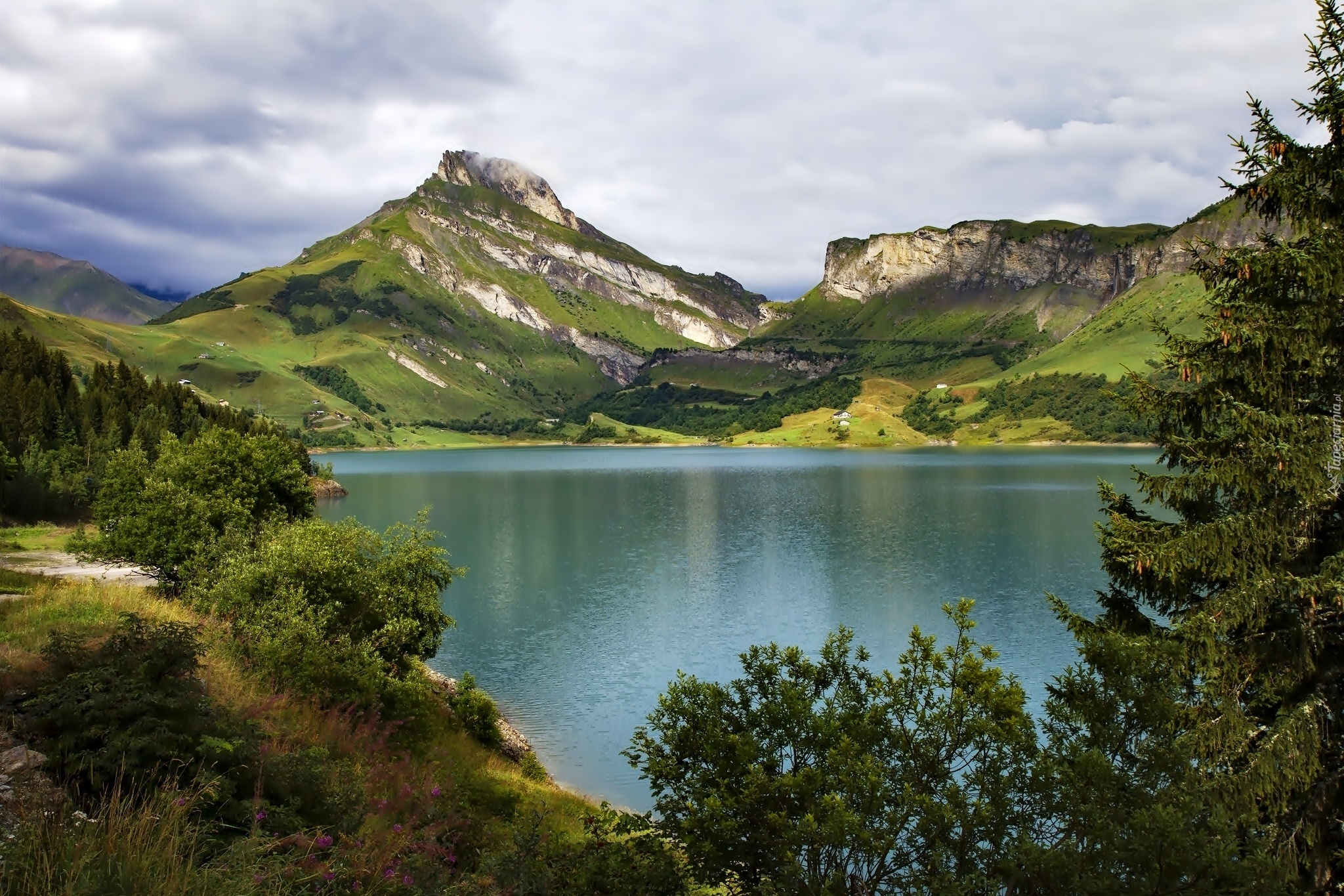 Góry, Alpy, Jezioro, Roselend, Francja