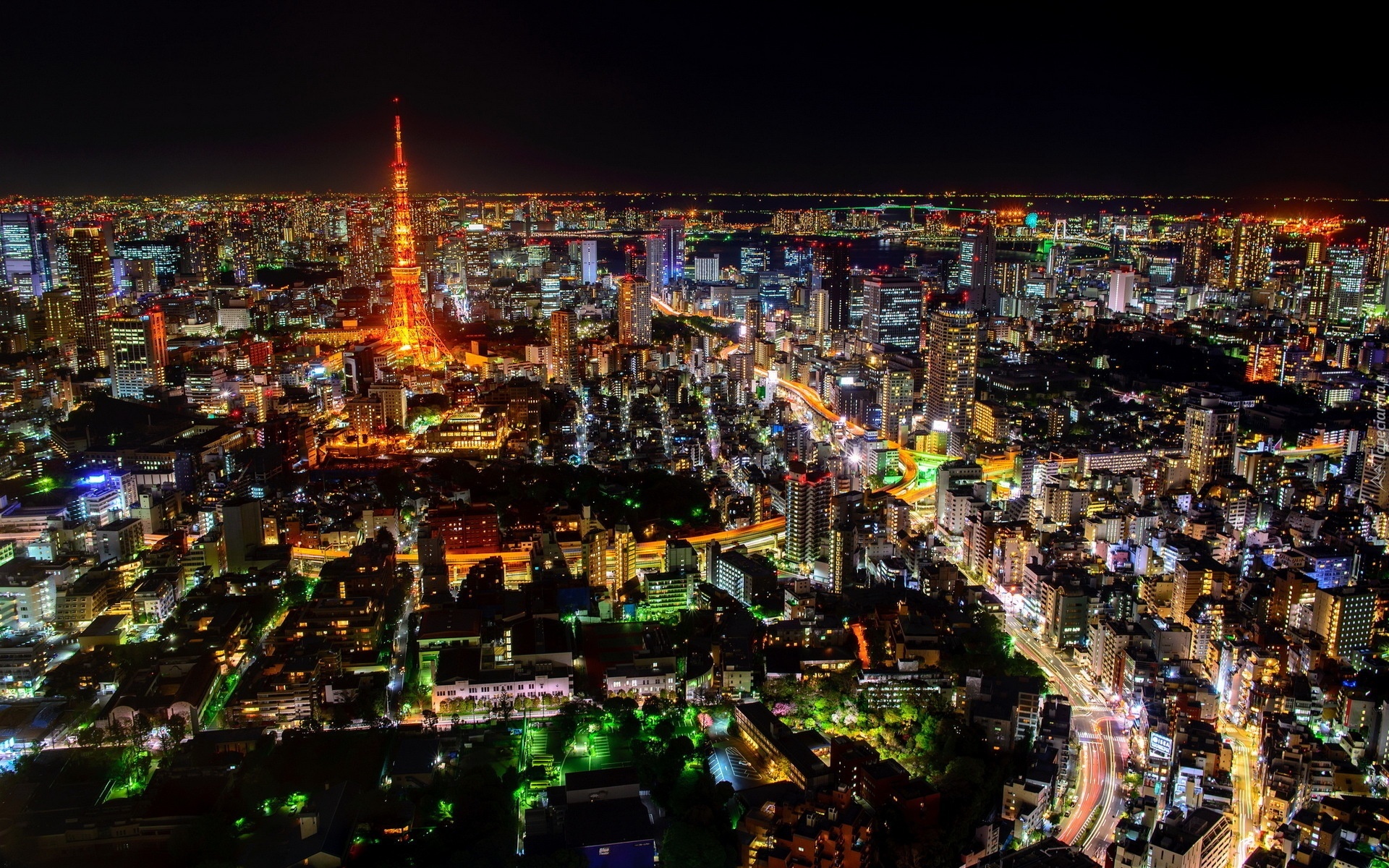 Tokio, Japonia, Miasto, Noc