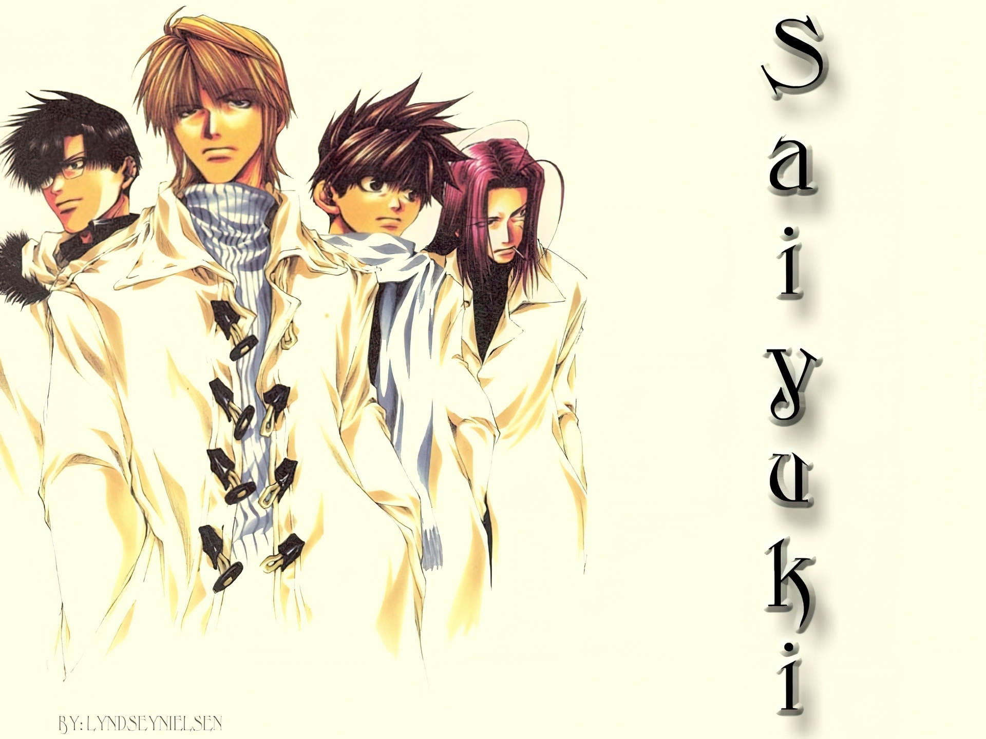 Saiyuki, w płaszczach, kremowe