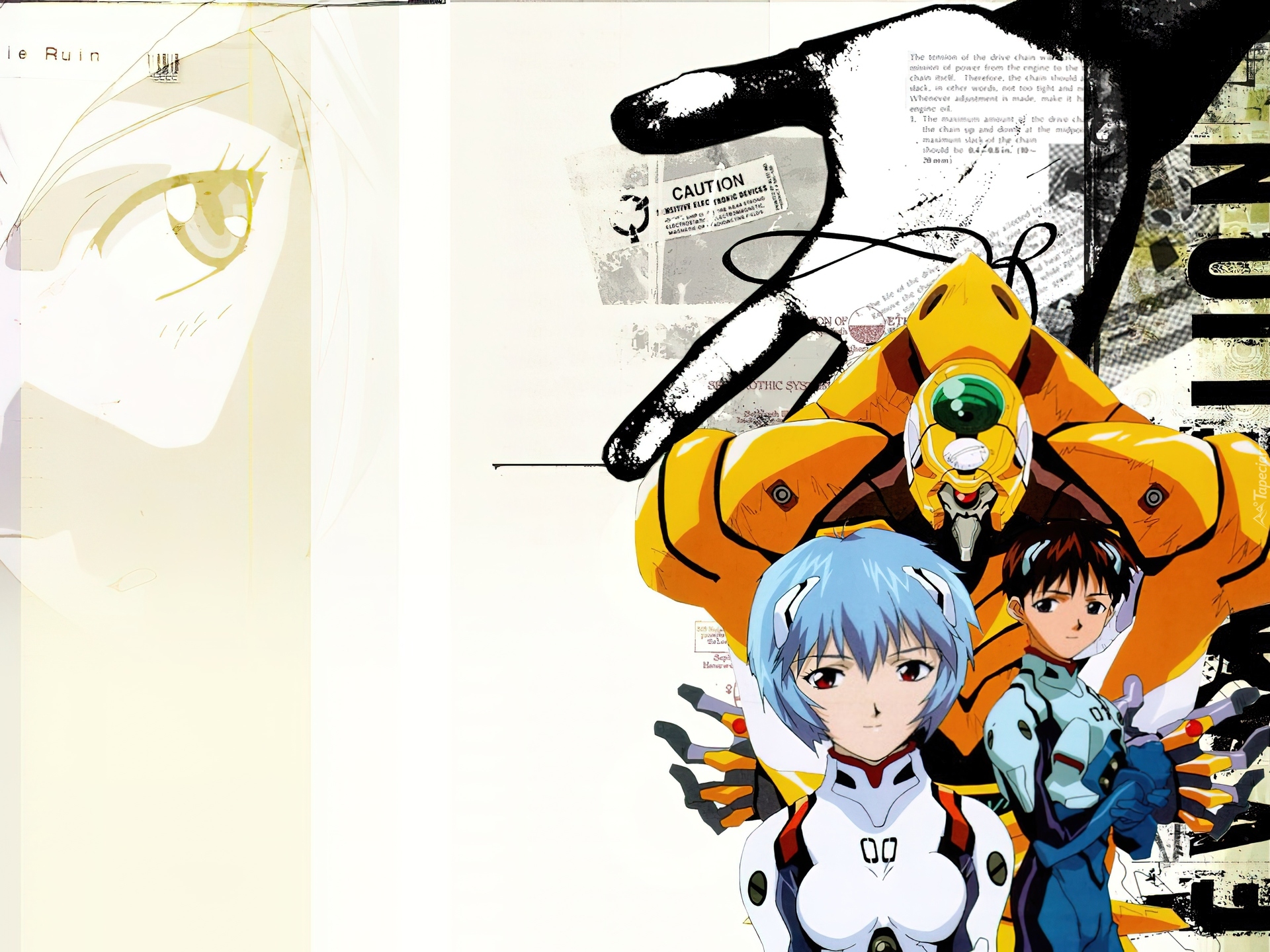 Neon Genesis Evangelion, robot, ruin, ludzie, gazeta