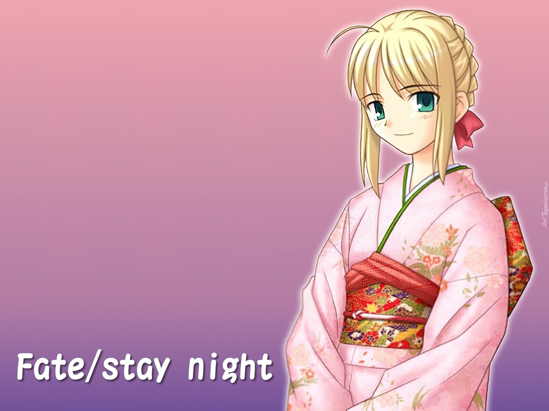 dziewczyna, napis, kimono, Fate Stay Night