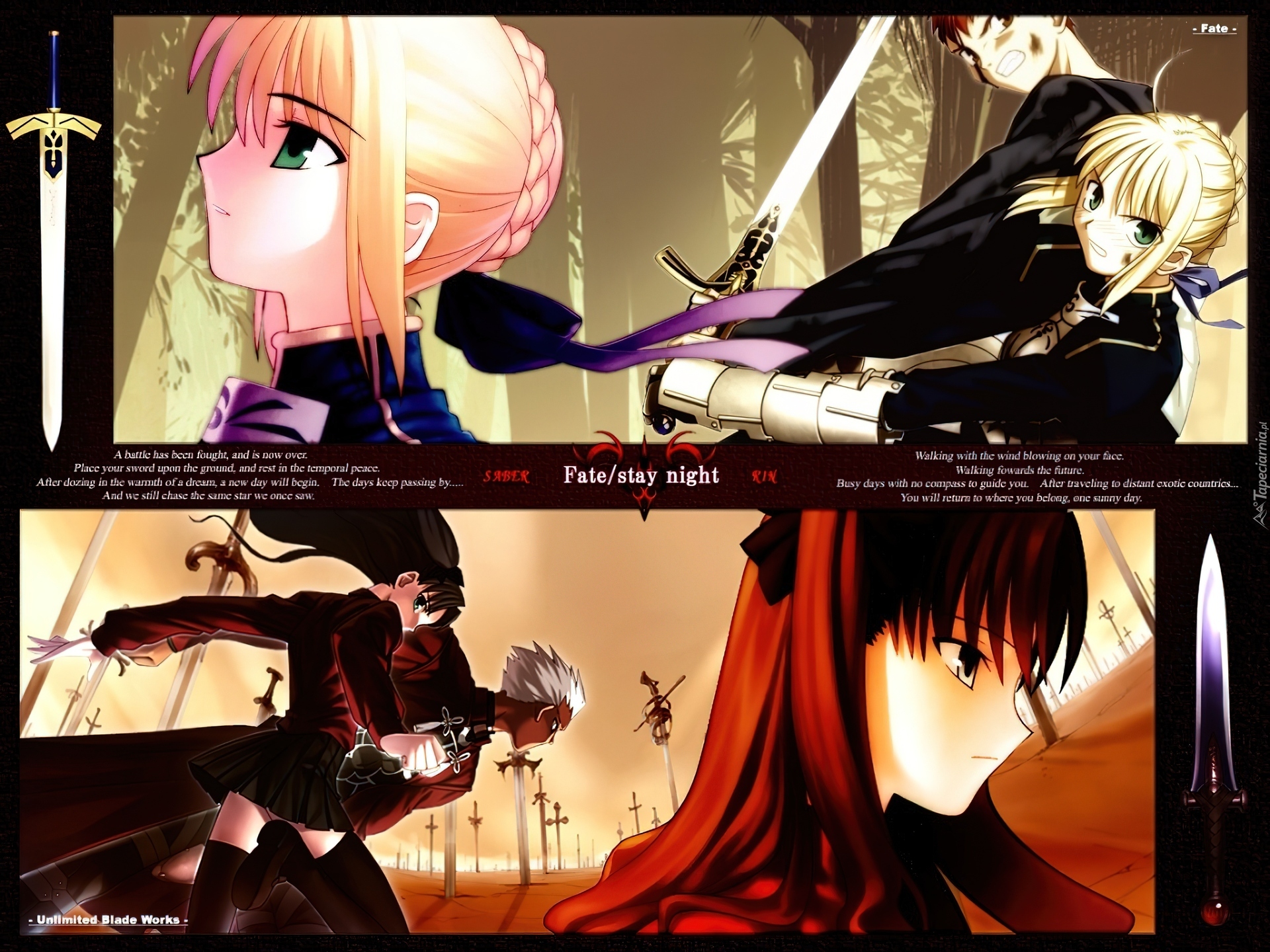 Fate Stay Night, ludzie, miecze, kobiety, facet