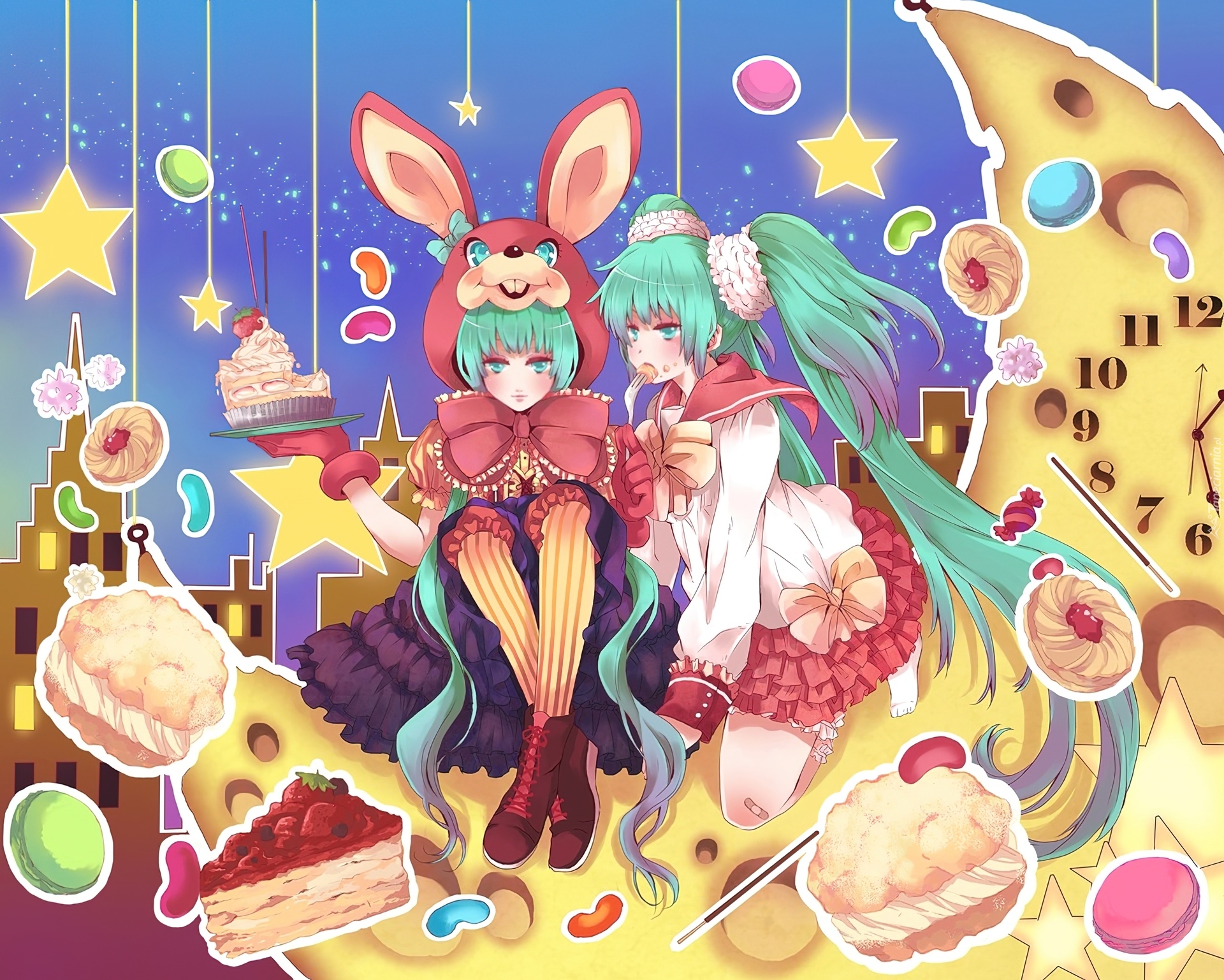 Vocaloid, Miku Hatsune, Ciasto, Zegar